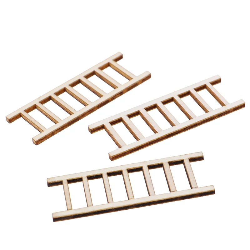 3 PCS/lot 1:12 doll Miniature Fairy Garden Decor doll Miniature Wood Step Ladder Furniture Tools