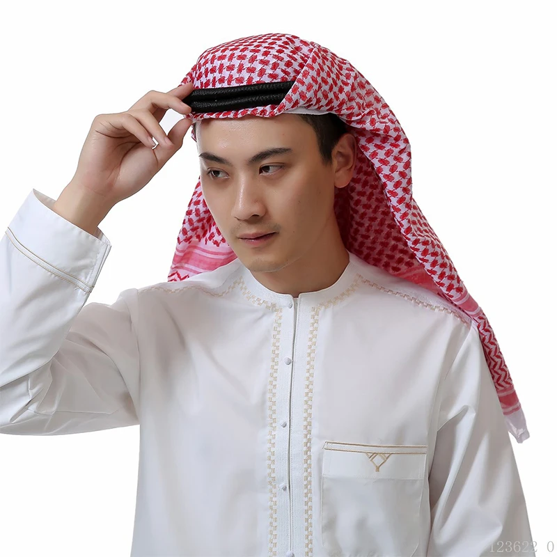 4 Colors Plaid Islamic Praying Hat Traditional Muslim Man Homewear Worship Service RamadanTurban Head Scarf Costumes