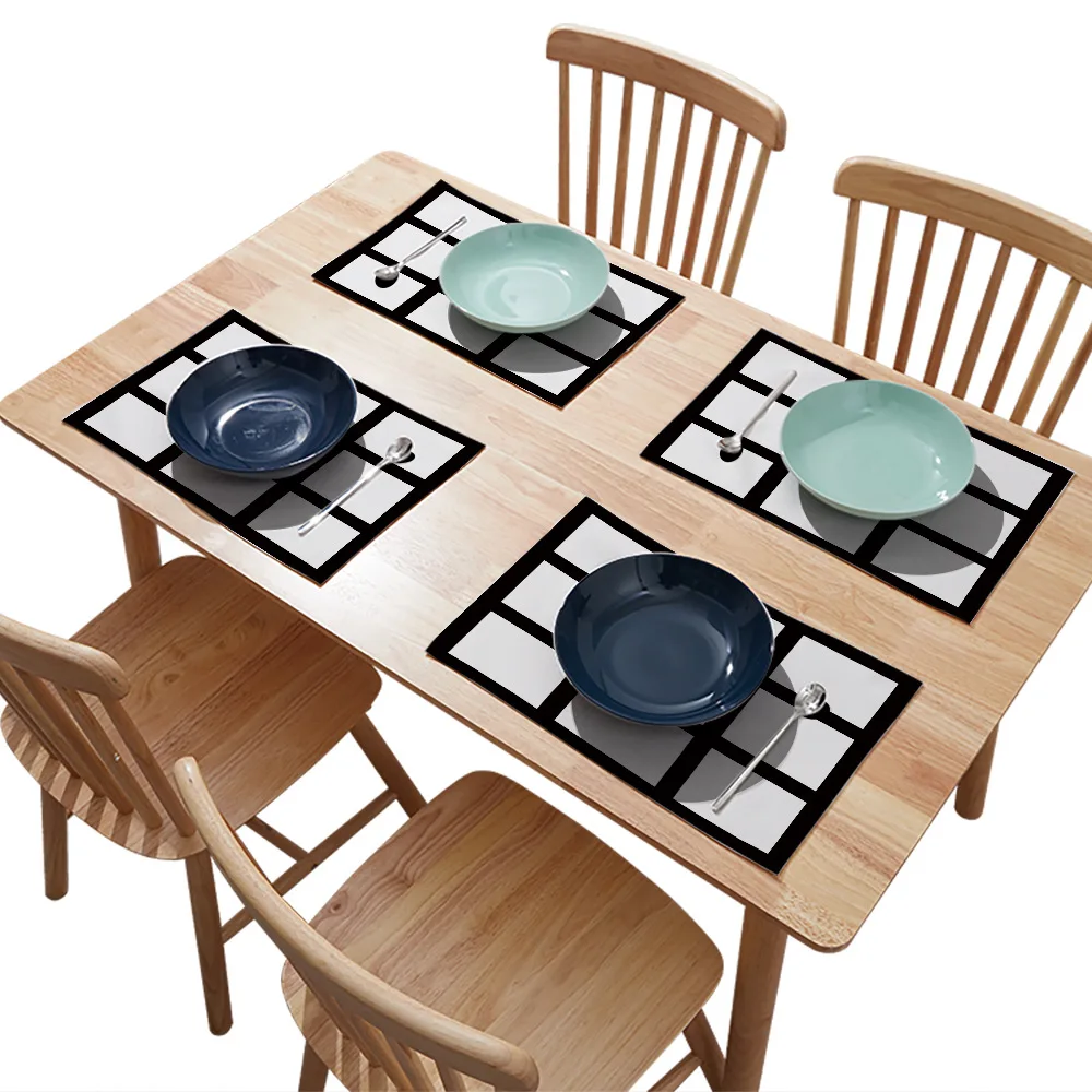 Sublimation Blank 9 Panel Placemat Washable Dining Table Set Linen Cotton Mats Photo Print Cloth Disc Bowl Coaster Non-slip Pad