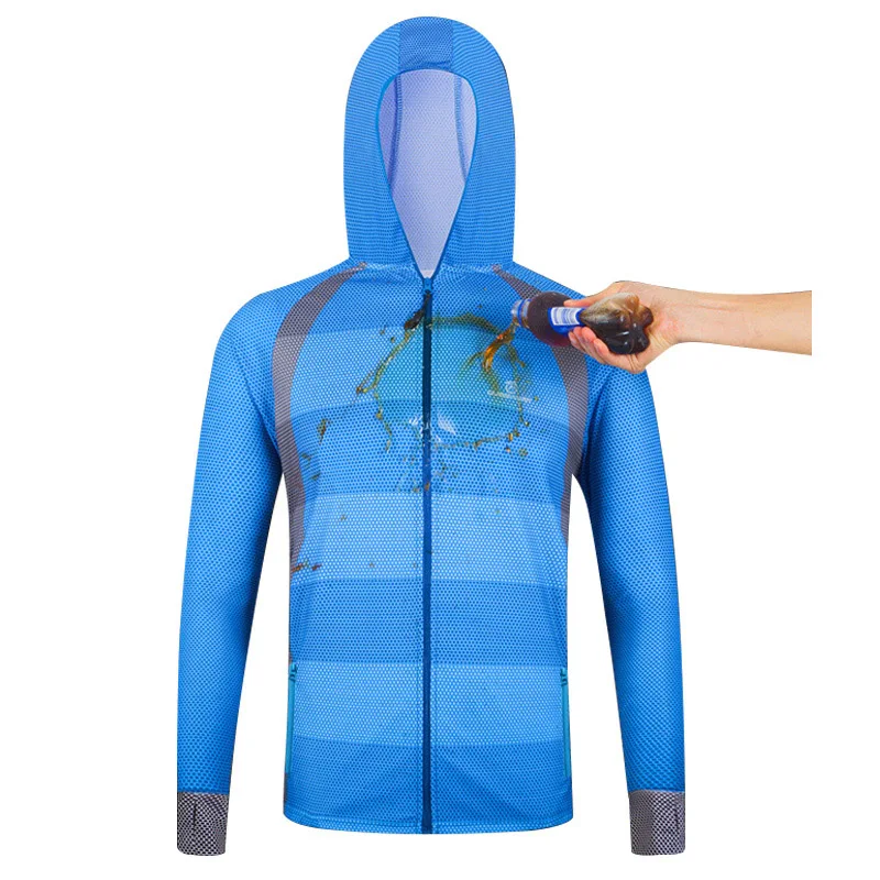 QUESHARK Men Breathable Quick Drying Hydrophobic Anti-fouling Fishing Clothes Cycling Hiking Camping Long Sleeve Shirt Jacket