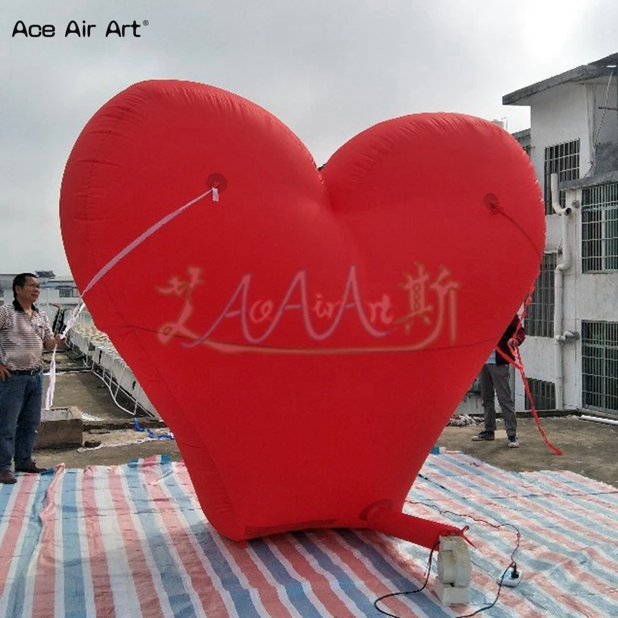 2.5m H Standing Red Heart Model Inflatable Love Heart Replica with Free Blower for Wedding Party or Event Decoration