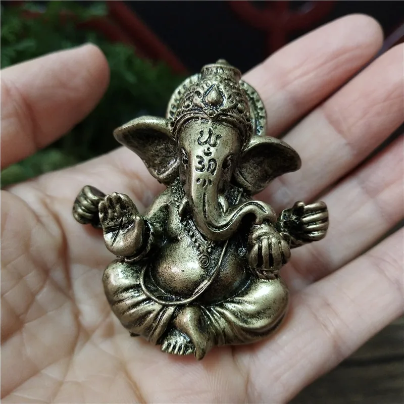 Bronze Color Lord Ganesha Statue Buddha Ornaments Elephant Hindu God Sculpture Figurines Home Office Decoration Buddha Statues