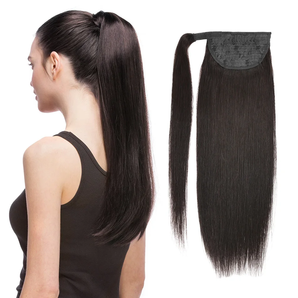 Bhf Paardenstaart Menselijk Haar Remy Straight Europese Paardenstaart Kapsels 100G 100% Natuurlijke Haar Paard Staart Clip In Extensions