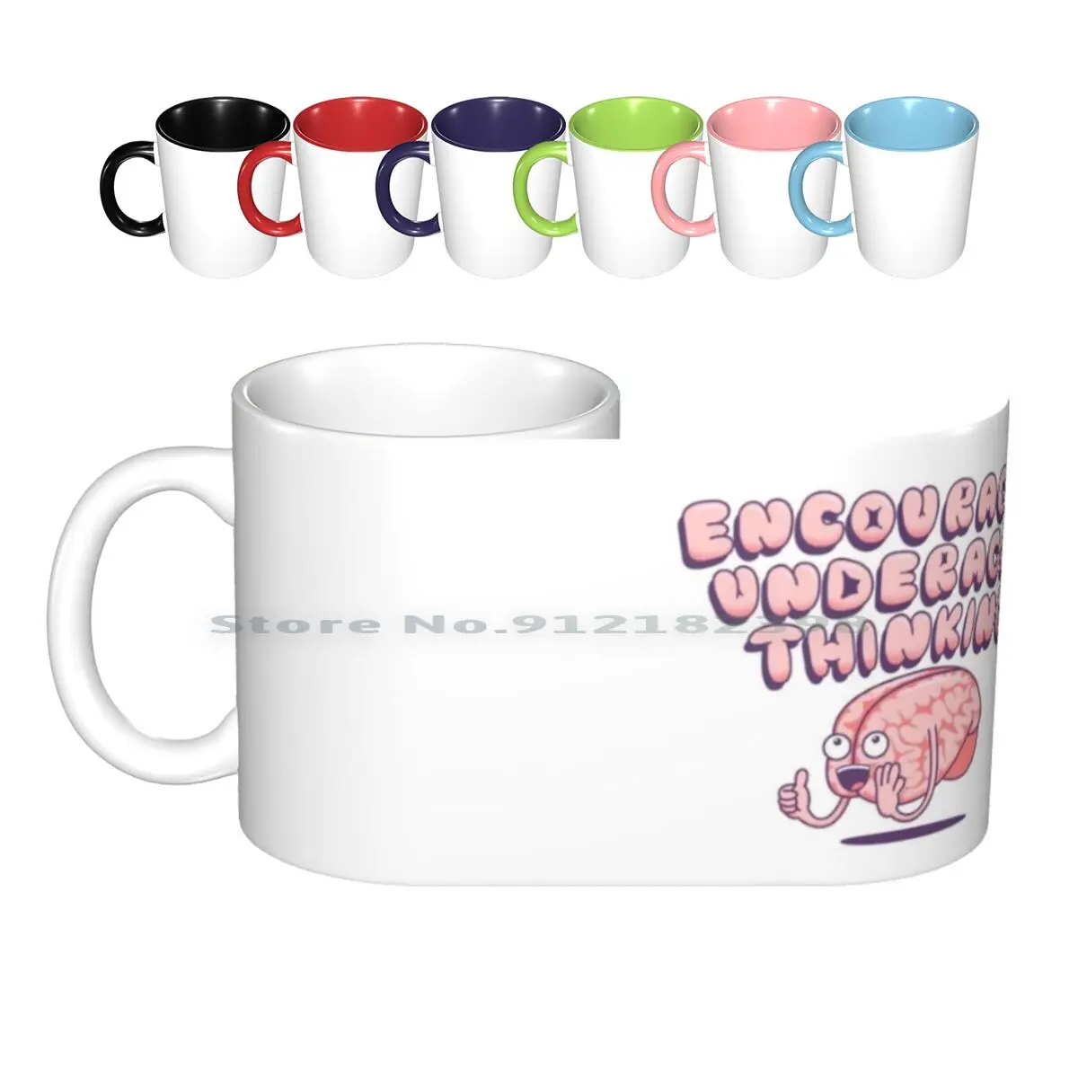 For The Kids Ceramic Mugs Coffee Cups Milk Tea Mug Brain Think Thinker Kid Child Children Teen Teenagers Tweens Millenials Fun