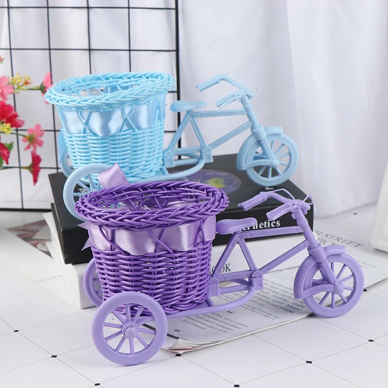 Big Wheel Round Basket Rattan Floats Flower Vase Flowerpots Containers Small Flower Bike/Flower Pot 3 styles