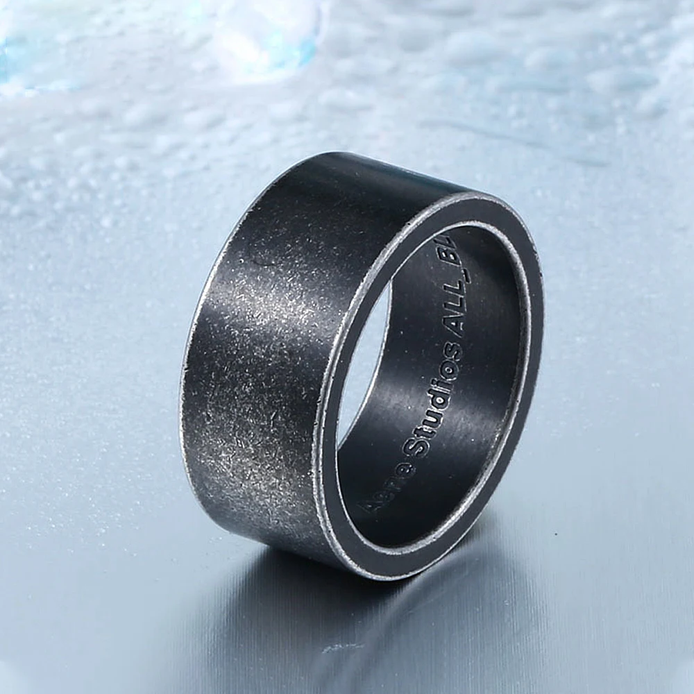 Nordic Ancient Black Simple Stainless Steel Men's Ring Punk Fashion Retro Ring Jewelry Gift Wholesale Size 6-13