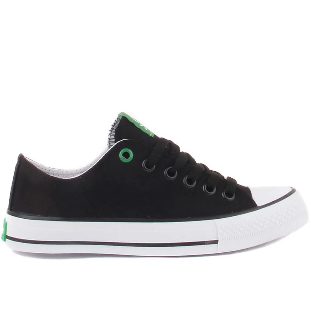 Benetton-Black Color Lace-Up Women Casual Shoes