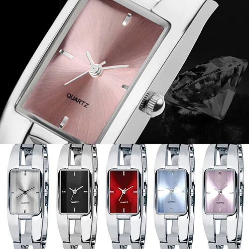 Women's Square Dial Changing Color Bracelet Bangle Quartz Fashion Wrist Watch Creative Wrist Watch Men Women Quartz Watch