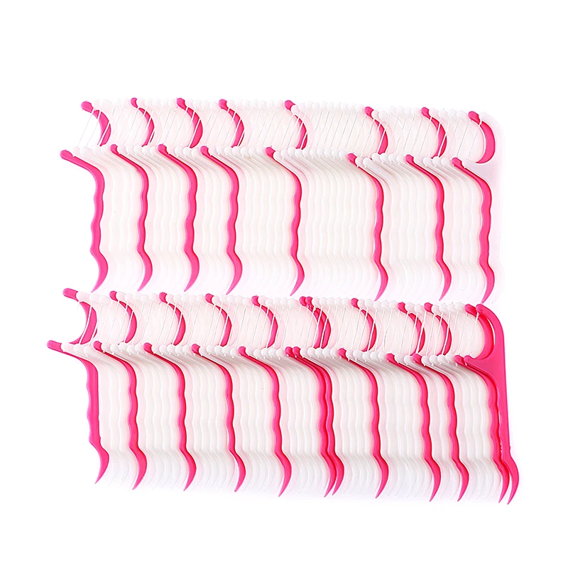 50Pcs/Lot Disposable Dental Flosser Interdental Brush Teeth Stick Toothpicks Floss Pick Oral Gum Teeth Cleaning Care