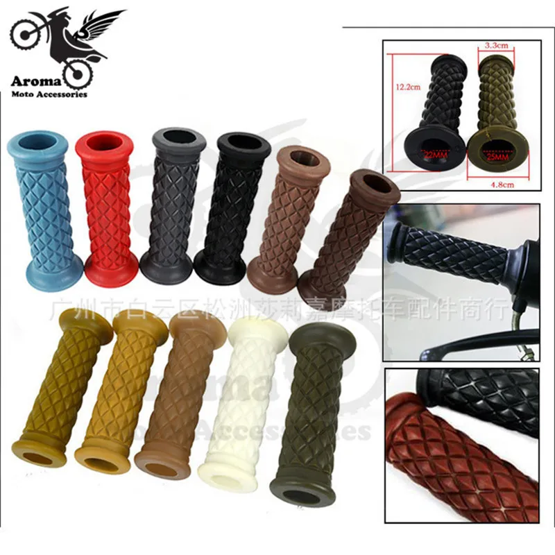 16 colors available brown red black hot retro cafe racer parts 22MM 25MM rubber motorbike grip for honda suzuki yamaha harley softail sportster