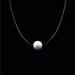 Yungqi Female Round Imitate Pearl Invisible Chain Choker Necklace Pendant Women Transparent Fishing Line Necklace Charm Jewelry