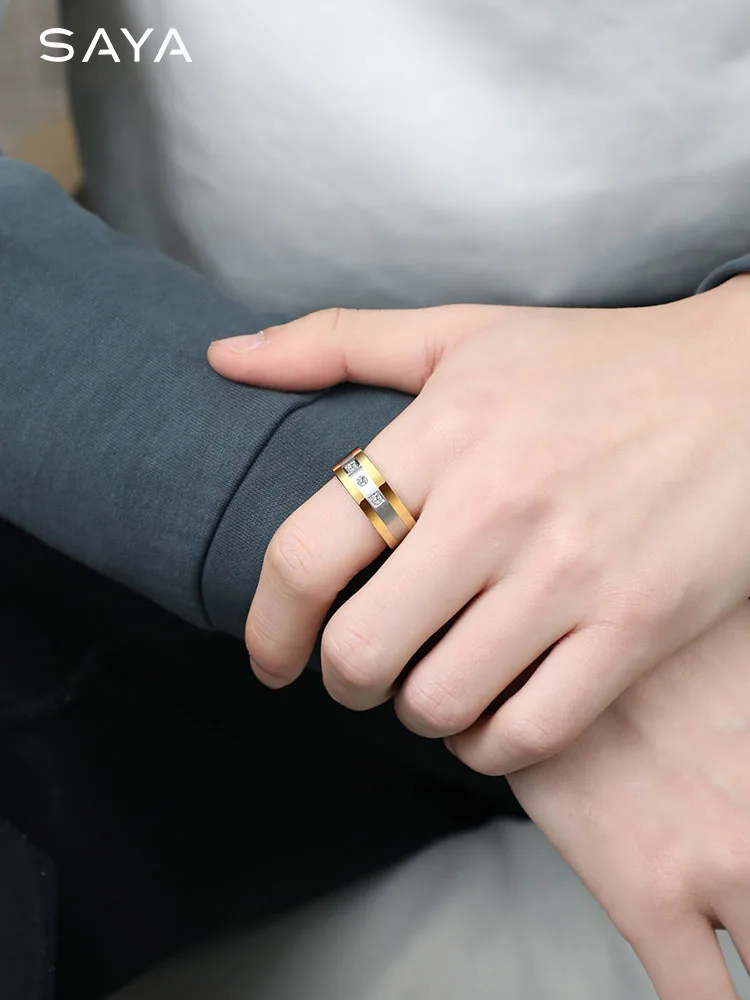 8mm Tungsten Rings for Men Gold Plating Wedding Bands 3 CZ Stone Marriage, Customized - Image 6