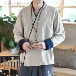 Japanse Stijl Kimono Mannen Retro Jassen Mode Harajuku Losse Shirts Streetwear Aziatische Samurai Vest Howley Lange Mouw Top