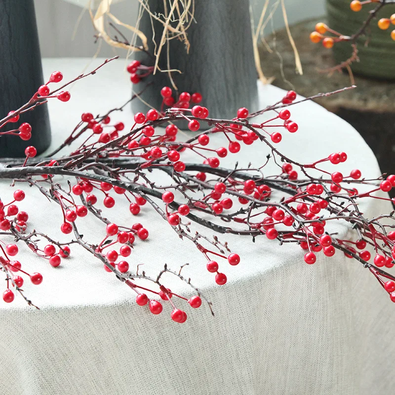 

5Pcs Simulation Red Berry Fruit for Living Room Decoration Fake Flower Arrangement Wedding Hotel Artificial Flower Material