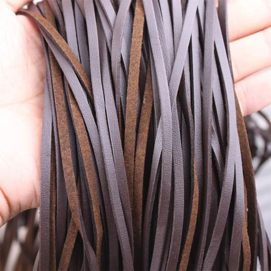 3MM Brown Macrame Braided Faux Suede Cord Leather Lace for DIY Handmade Beading Bracelet Jewelry Making Flat String