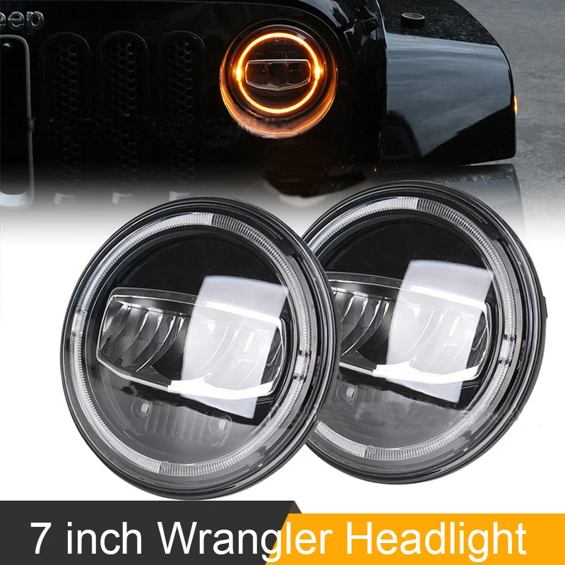 

2pcs Led Headlight 7 Inch Hi-Lo 50W for Moto Bike JeepWrangler Lada Niva Offroad 4x4 forHummer H2Land Rover Defender Tul