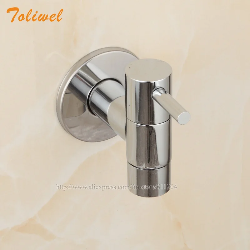 Brass Chrome Bathroom Faucet Kitchen Wall Mount Sink Basin Faucets Cold Water Tap Spigot Bibcocks