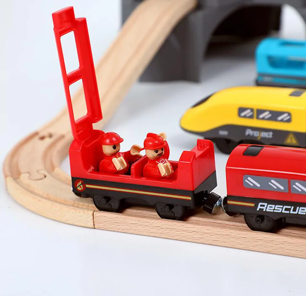 New Wooden Railway Electric Train Set Toys Model Train Fit Wood Car Tracks Birthday Christmas Gift For Childrens