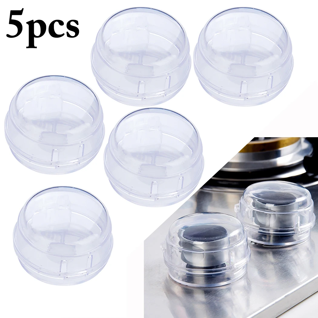 

5PCS Clear Stove Knob Covers, Gas Stove Knob Covers Heat-Resistant Knob Case Child Safety Guard, Universal Design Child Proof