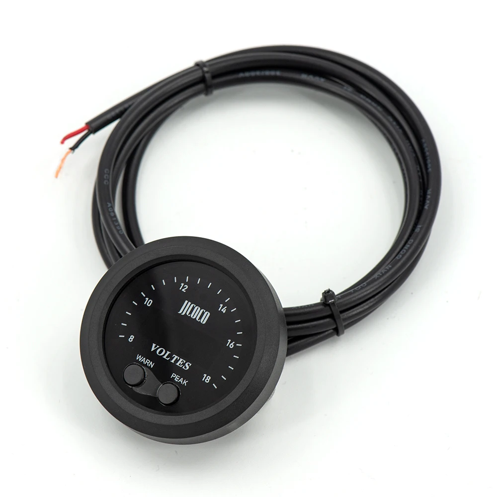 Universal 12v/24v 52MM S-Series Volts Gauge Voltmeter Meter Ultra-Thin Round With Red Light LED Display