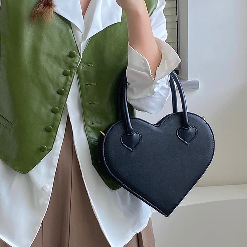 Imagen 2 del producto Bolso de hombro de diseño de moda para mujer, bolsos Vintage geniales, bolsos de corazón de amor, monedero pequeño negro Retro para mujer, bolsos de mensajero