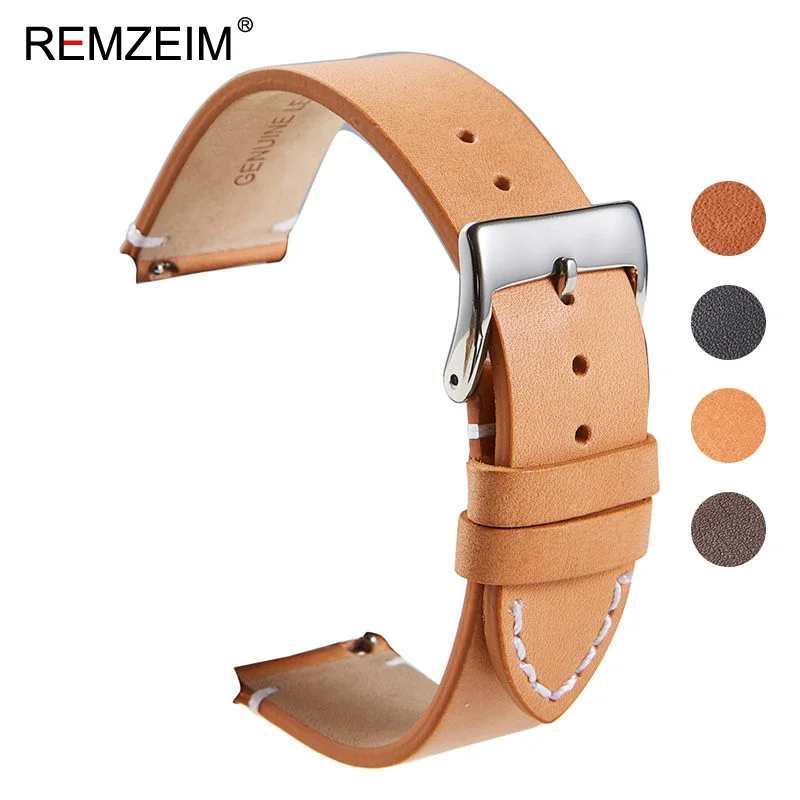 Calfskin Genuine Leather Watchbands Quick Release Watch Band  display picture 2