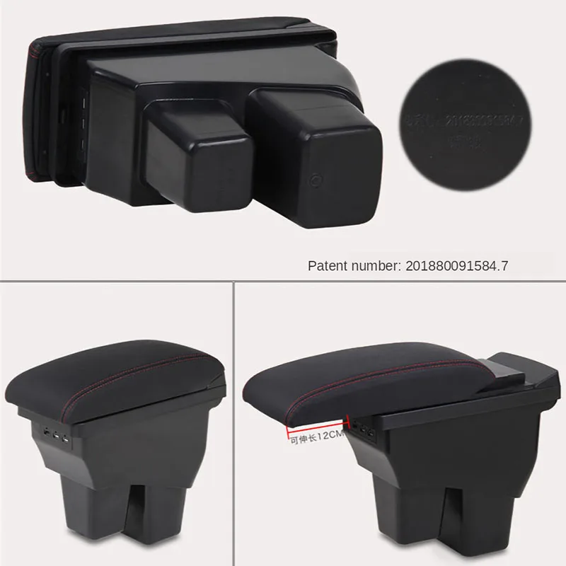 For Honda Fit Armrest For Honda Jazz /Fit Car Armrest box 2015 2016 2017 2018 2019 2020 Retrofit parts Interior Storage box 3USB