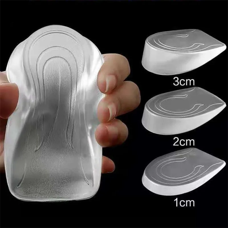 Plantilla de Gel de silicona para aumentar la altura, insertos de elevación del talón, Protector para el cuidado de los pies, cojín elástico, soporte para el arco, inserto para Unisex