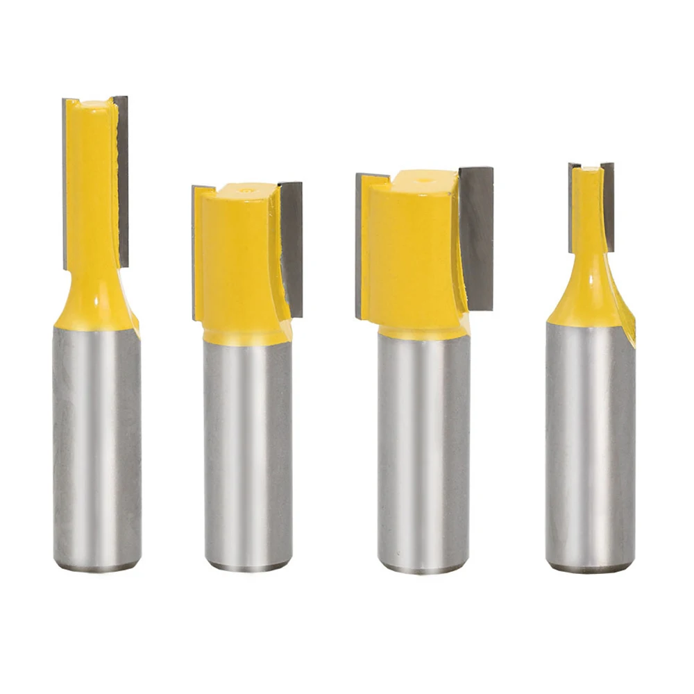 4pcs 12.7mm Shank T-slot Milling Cutters Flush Trim Router Bit Straight Knife Woodworking Clean Engraving Milling Cutter