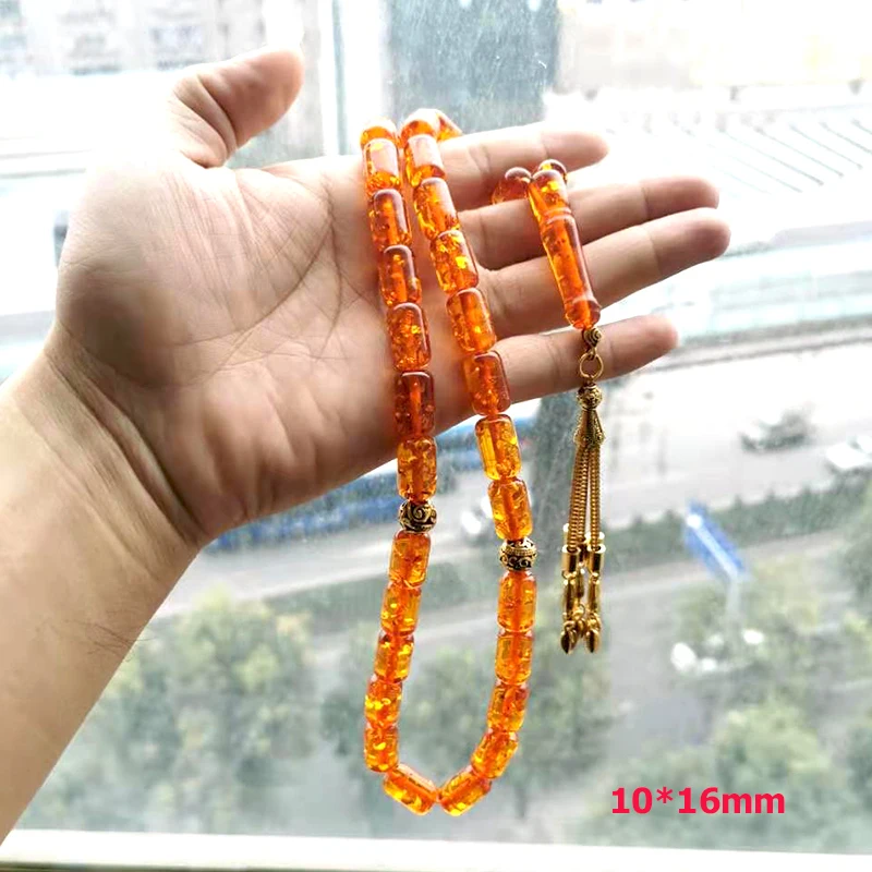 Tasbih Resin Ambers color Muslim rosary bead Gold tassels 2021 islamic fashion product Ramadan Eid gift paryer Misbaha bracelet