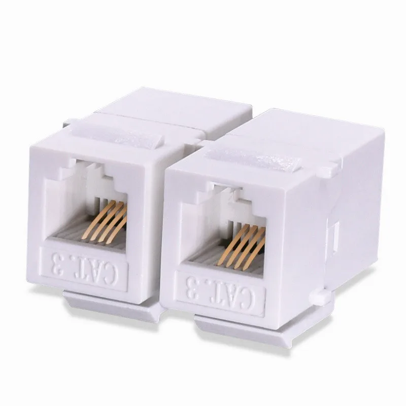 Cat3 Telephone Module UTP RJ11 Keystone Jack White Female Inline Coupler Cable Adapter For Faceplate Patch Cord