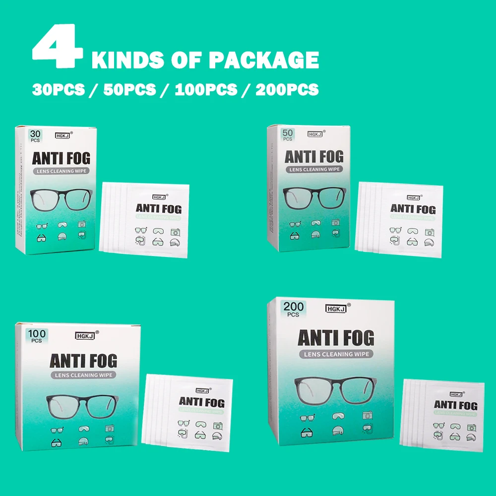 HGKJ Anti Fog Lens Cleaning Wipes Clear Vision Clean Len Phone Screen Goggles Helmet Anti-fog Defog Cloth All Types Lens Coating