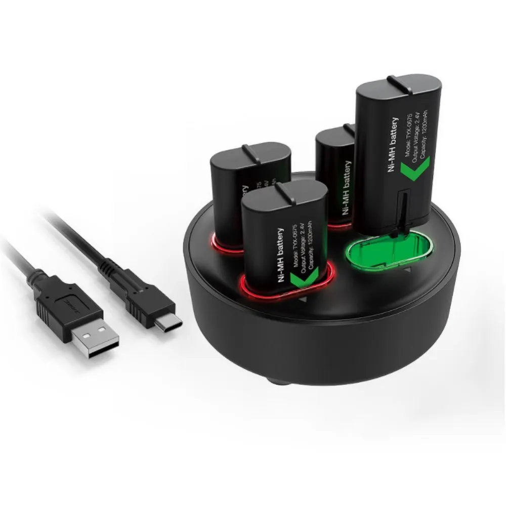 4 قطعة 1200mAh بطارية قابلة للشحن حزمة مع شاحن يو اس بي ل Xbox سلسلة X/S/Xbox One S/X وحدة تحكم لاسلكية تبديل البطارية