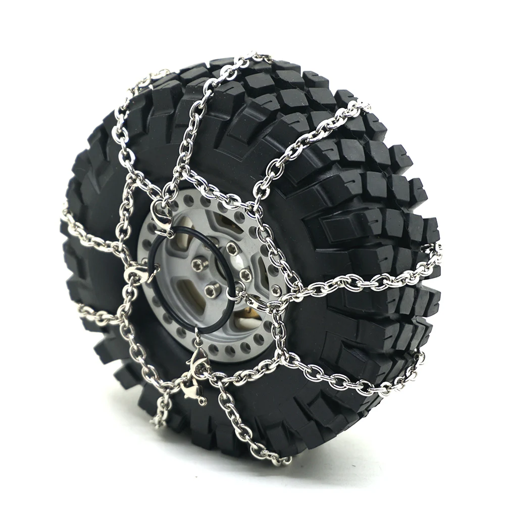 YEAHRUN Metal Anti-Skid Snow Chain for 114mm 1.9inch Wheel Tires for TRX-4 TRX4 Axial SCX10 1/10 RC Crawler Car Truck Model Part