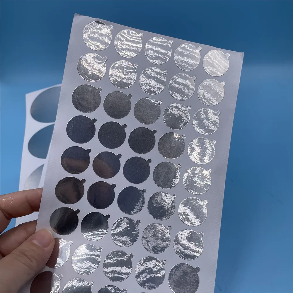 Guarnizioni autoadesive in alluminio 38MM 60MM 68MM, bottiglie di plastica sigillate, lattine di metallo incollate per prevenire perdite,