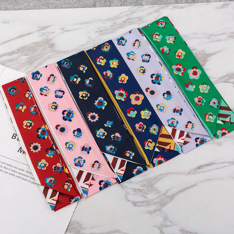 Classic retro bag scarf women luxury brand women's summer silk scarf top female hair accessories headband fashion girl headscarf