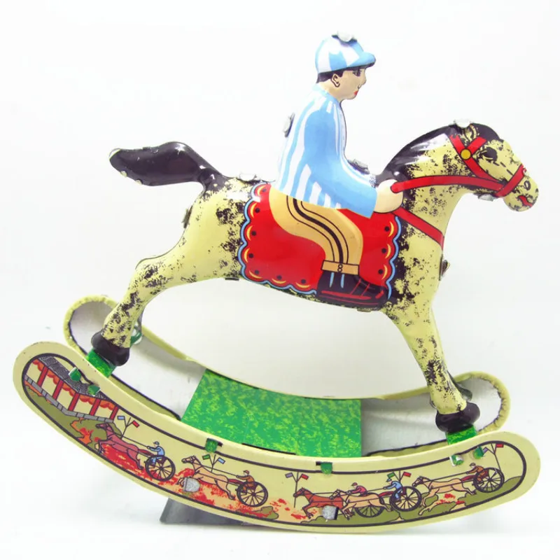 1PCS Rocking Horse Tin Nostalgia Collection of Toys Wind Up Toys for Children