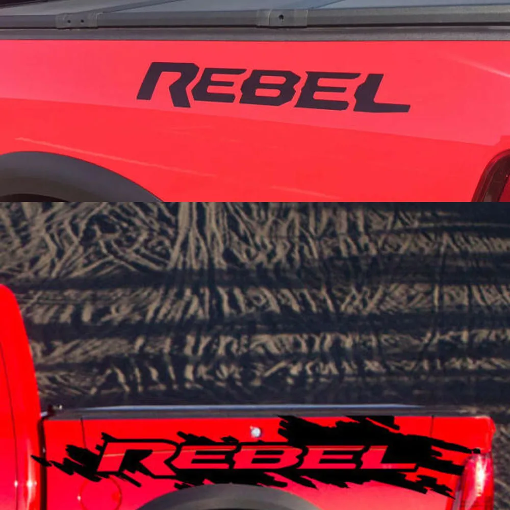 2pc Pickup Truck Tail Side Car Stickers Rebel Emblem Badge Vinyl Decals Decoration Sticker For Dodge Ram Rebel Hemi 5.7L 1500 25