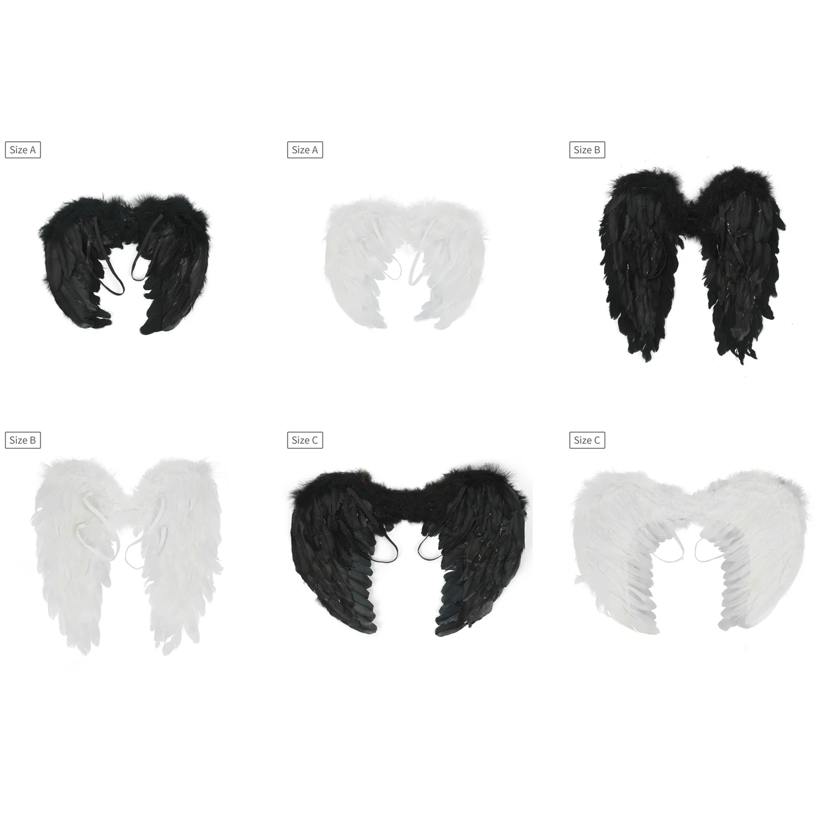 Adult Children Feather Angel Wings Elastic Band Solid Color Angel Wings for Halloween Christmas Cosplay Costume