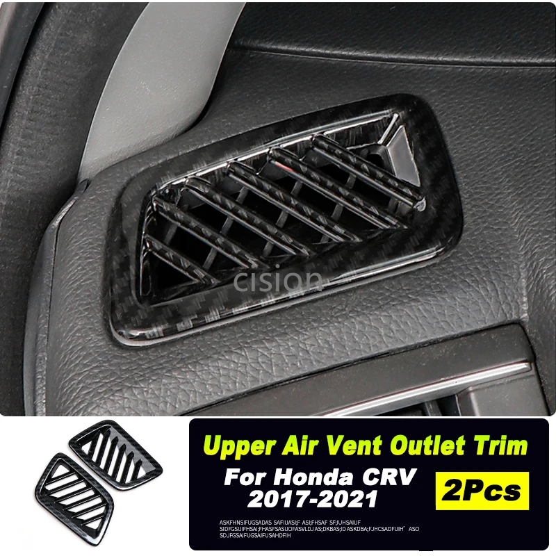 2Pcs Carbon Fiber Style Dashboard Upper L&R Air Vent Outlet Cover Trim For Honda CRV CR-V 2017-2021 Styling Accessories