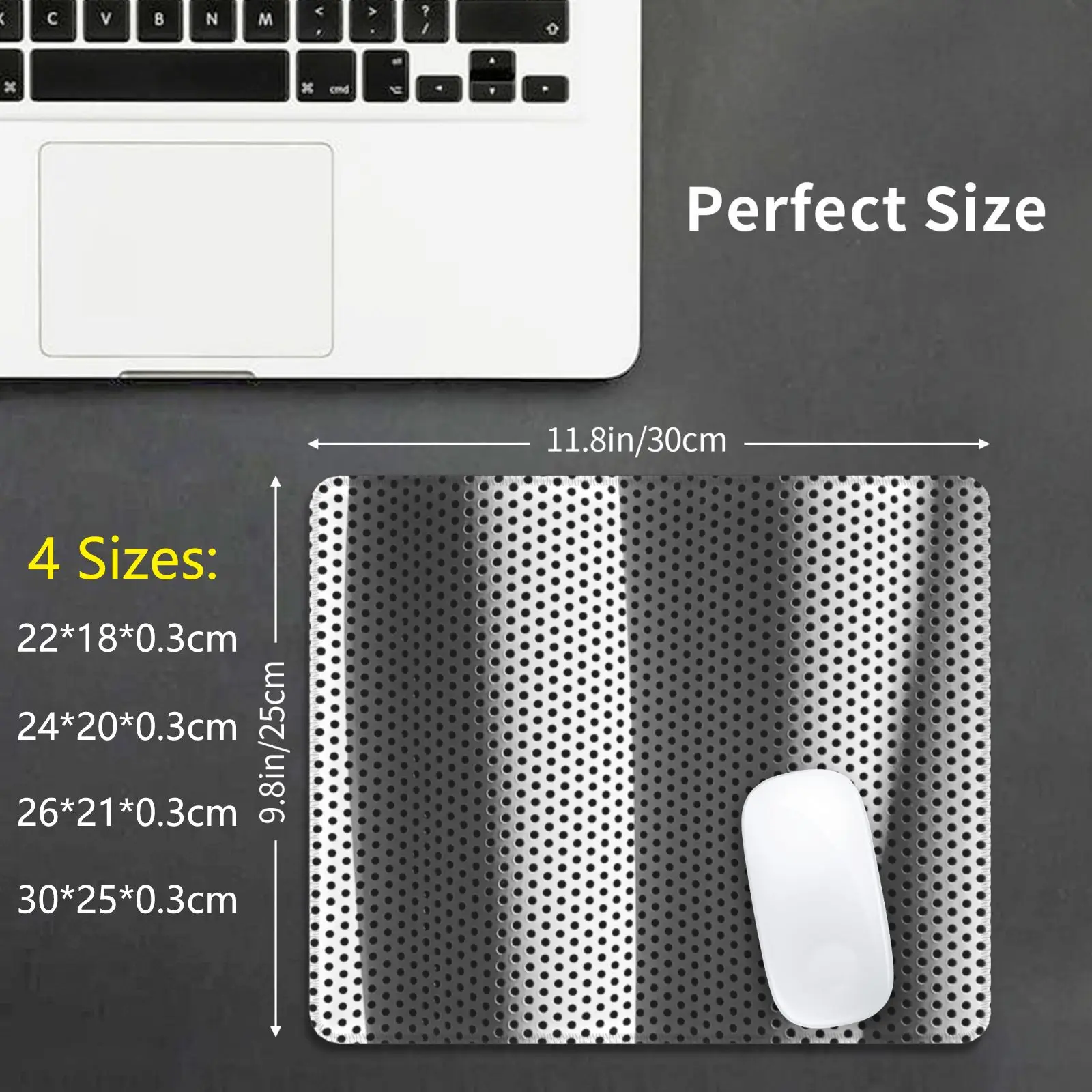 White And Black Polka-Dot Fabric Mouse Pad DIY Print White Black Polka Dot Dots Polka Dot Shadow