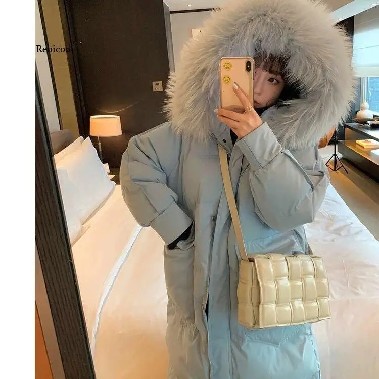 New winter Jacket women long-sleeved hooded cotton coat women over knee length hair ball fashion Pink jacket outerwear parka