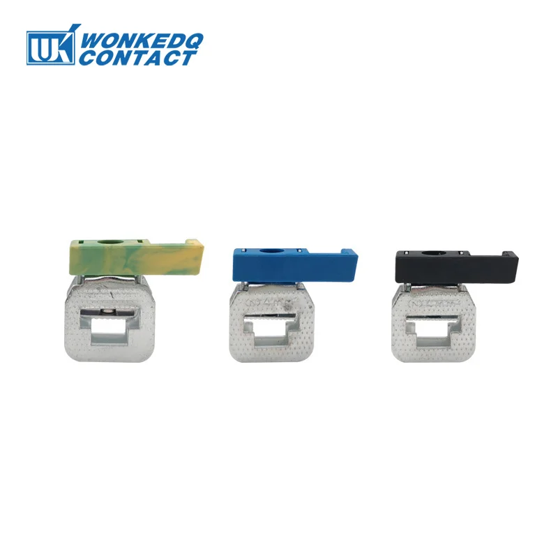 10Pcs AKG4 Busbar Screw Connection Terminal Block 4mm² Copper Bar Blue Black Yellow/Green Ground Wire Electrical Connector AKG 4