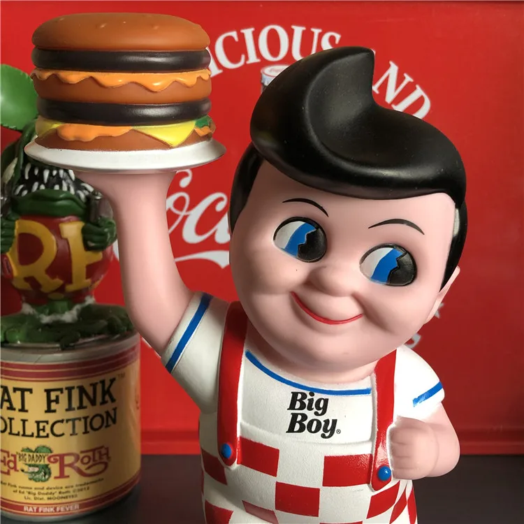 Bob\'s Big Boy Toys B-BOY Hamburger Piggy Bank Coin Box Toys Vogue America Classic Cartoon  Resin Action Figure In New Box gift