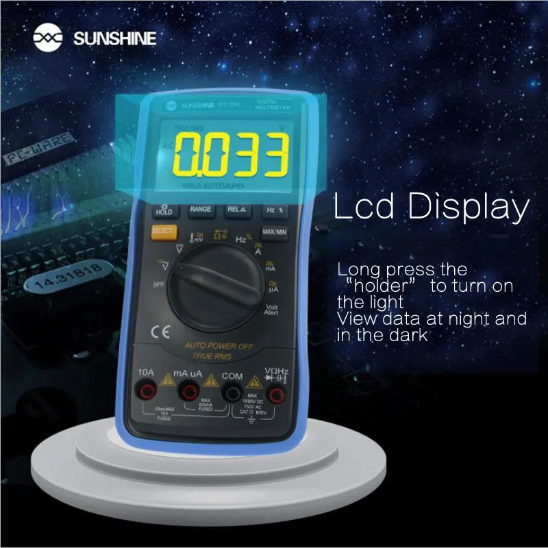 SUNSHINE DT-17N Auto Range LCD Display Multimeter Digital Multimeter Automatic Digital Instrument Tester for Repair Tools