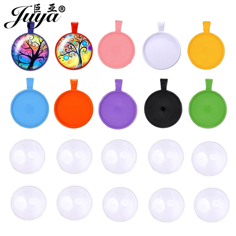100Pcs/Set Pendant Base Setting Cabochon Cameo 25mm Metal Blank Tray For DIY Resin Jewelry Making Accessories Necklaces Findings