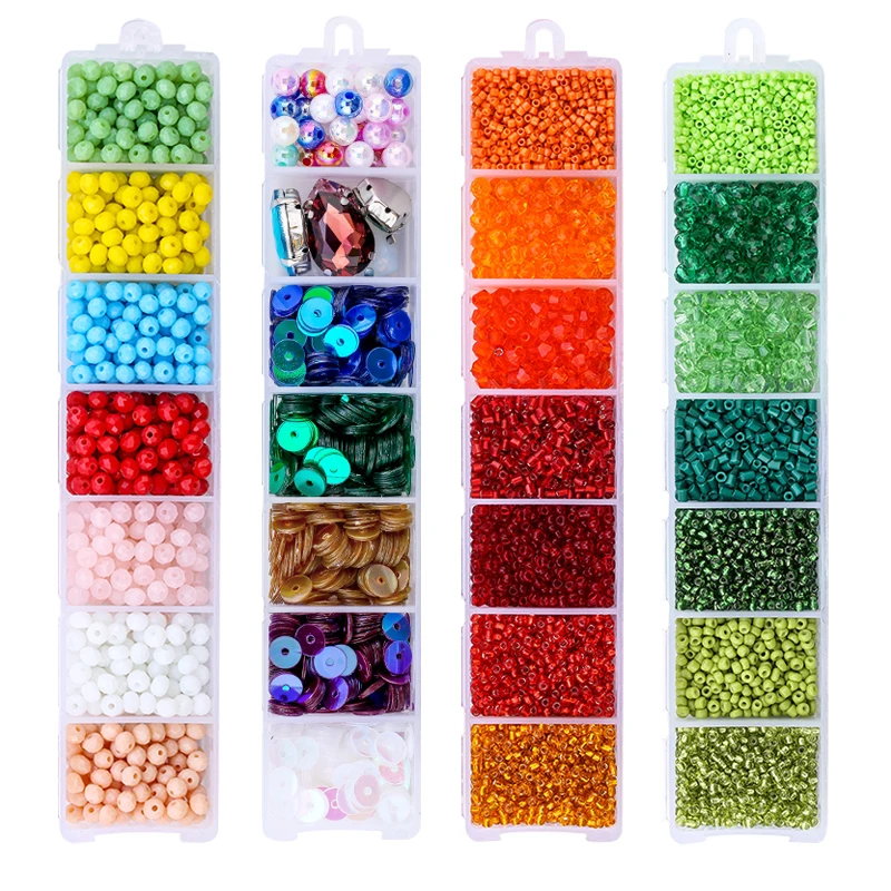 Fatti a mano di Perline di Vetro box set Cintura di fascino seedbeads Rondelle Branelli Del Distanziatore Per I Monili di DIY Che Fanno Ricamo spilla