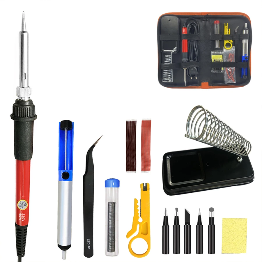 60W Temperature Adjustable  Electric Soldering Iron with Soldering Tips Stand Accessories Welding Solder Iron Kit Repair Tool