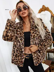 Casual Leopard Women Jackets Autumn Winter Long Sleeve Thick Fur Coats Loose Woman Jacket Fashion Zebra Coats Outerwars