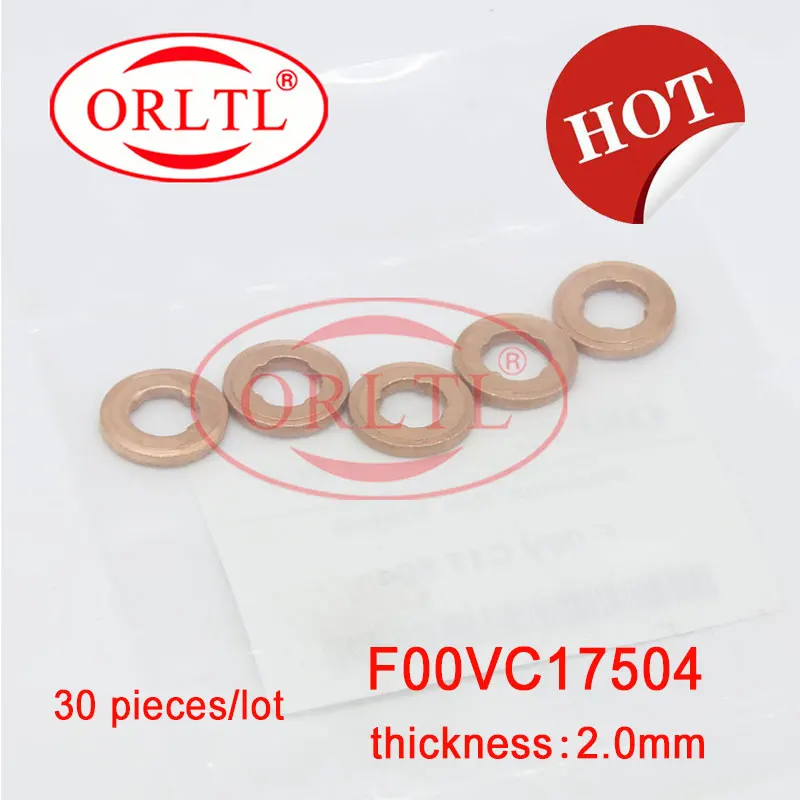 30 pcs/lot Copper Washers Shims F00VC17504 Auto Injector Copper Washer Shim FooVC17504 Copper Washer Auto Injection 2mm Ring